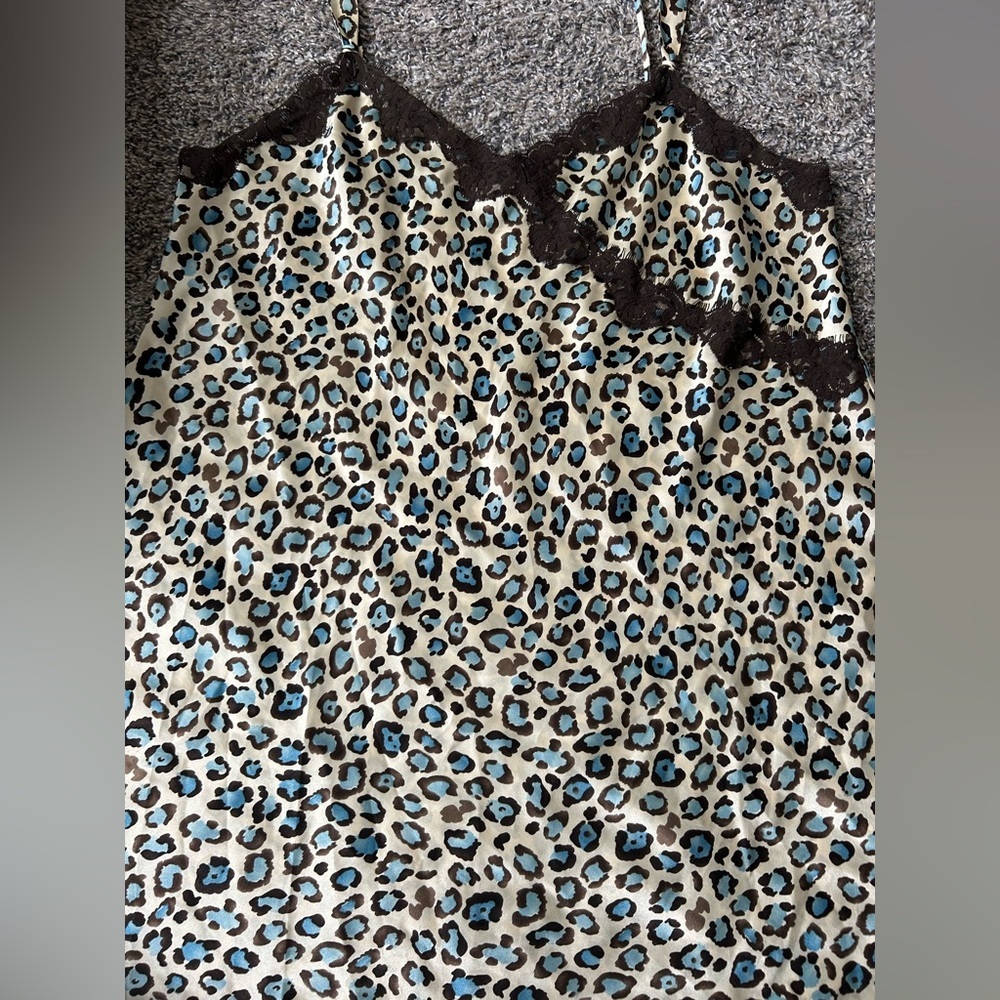 Morgan Taylor Intimates blue and brown cheetah pattern lace top XL - Picture 2 of 7